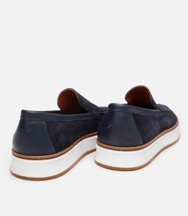  Erkek Süet Deri Lacivert Loafer