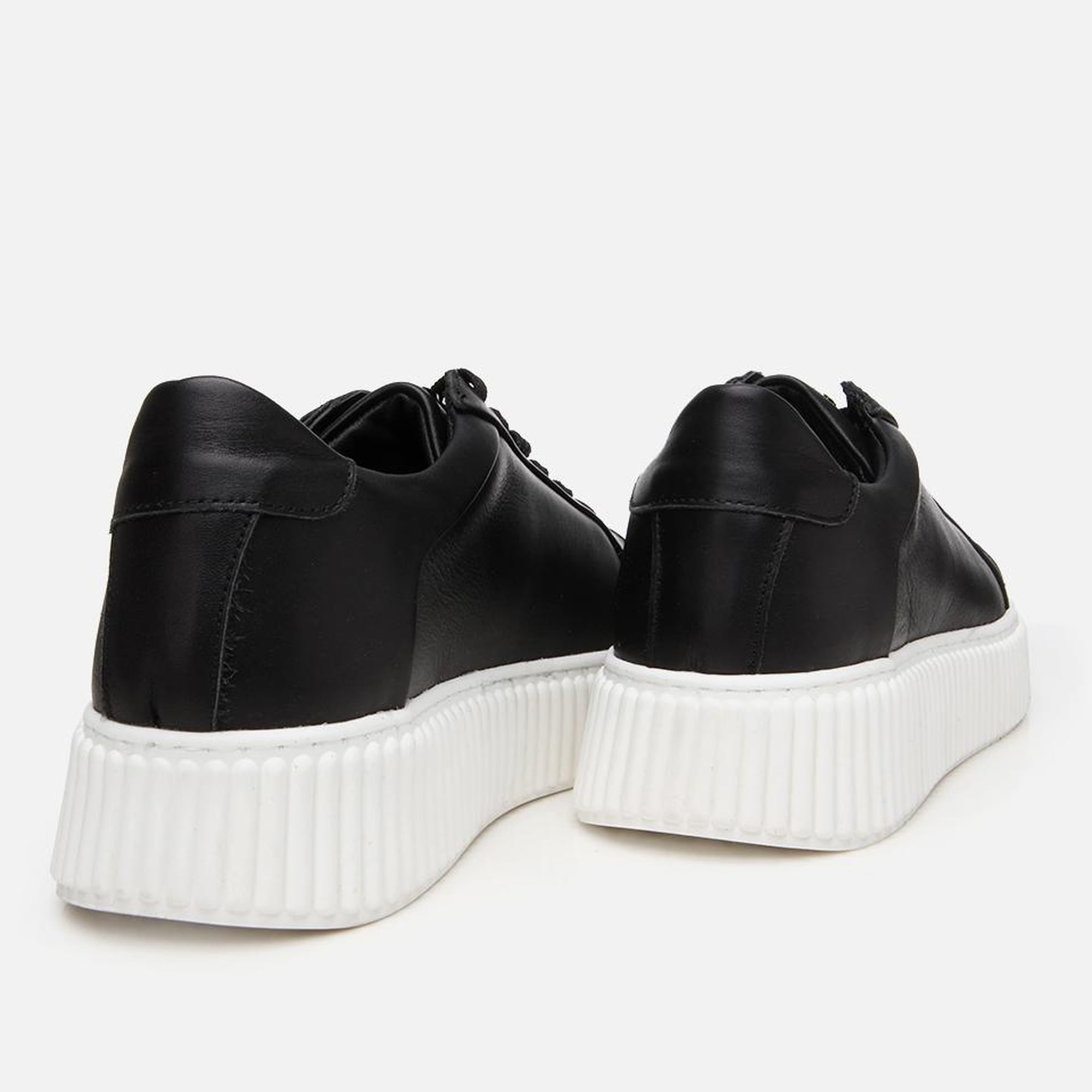 Erkek Deri Siyah Yüksek Tabanlı Spor Ayakkabı