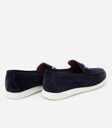  Erkek Süet Deri Lacivert Toka Detaylı Günlük Loafer