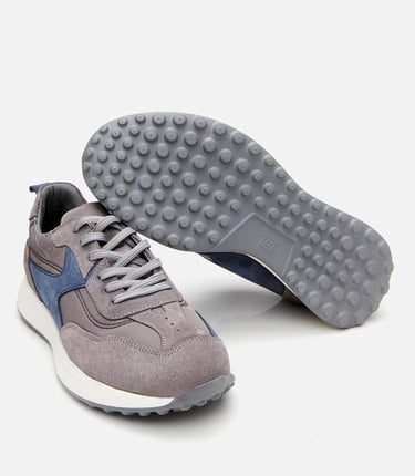  Erkek Süet Deri Gri Ultra Hafif Tabanlı Spor Ayakkabı