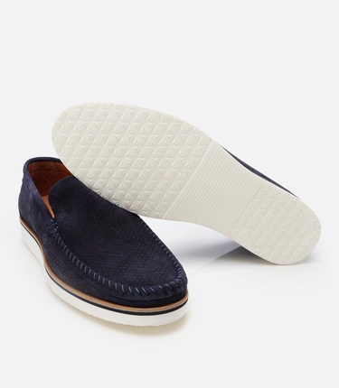  Erkek Süet Deri Lacivert Hafif Tabanlı Loafer