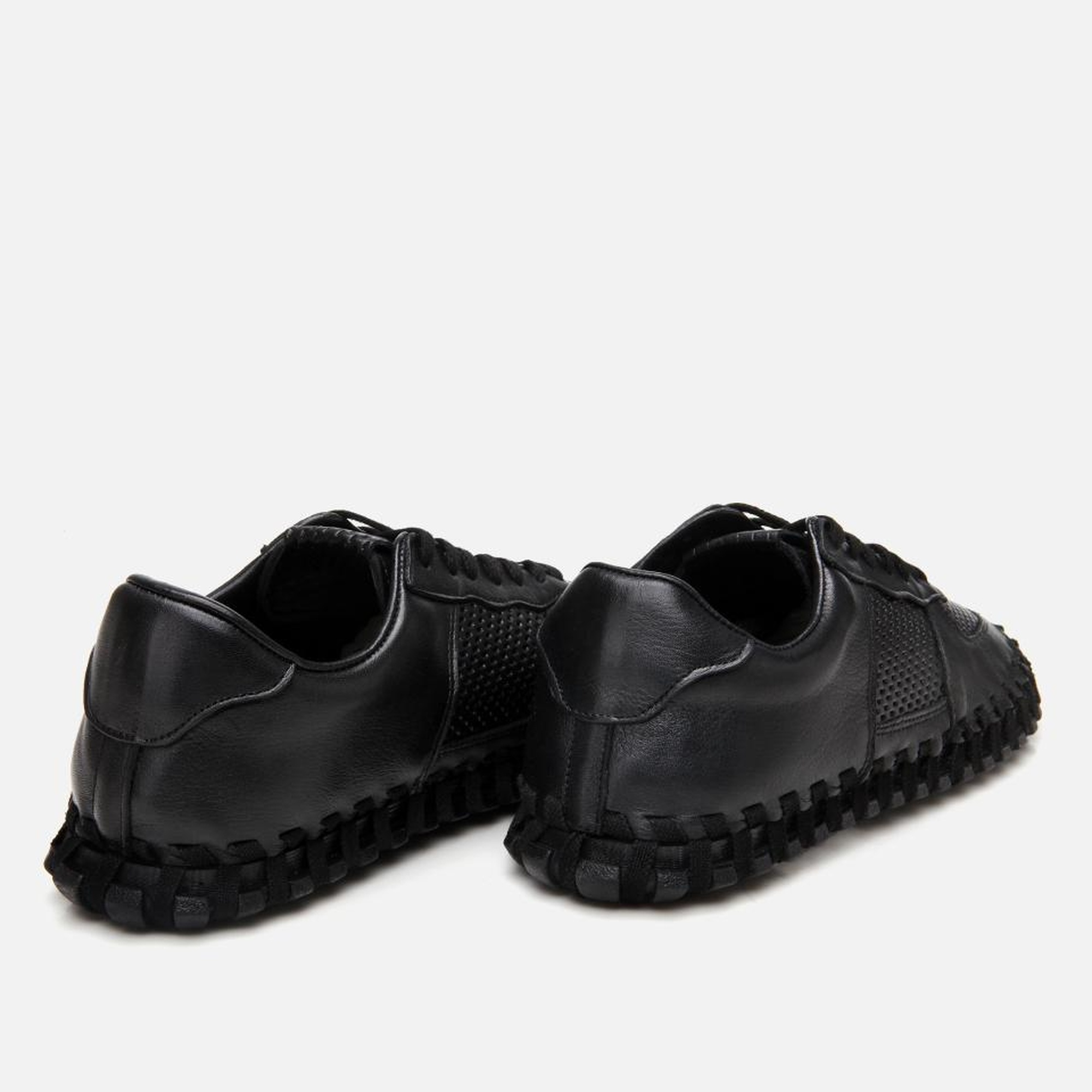 Erkek Deri Siyah Ultra Hafif Tabanlı Spor Ayakkabı