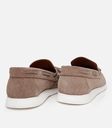  Erkek Süet Deri Bej Bağcıklı Loafer