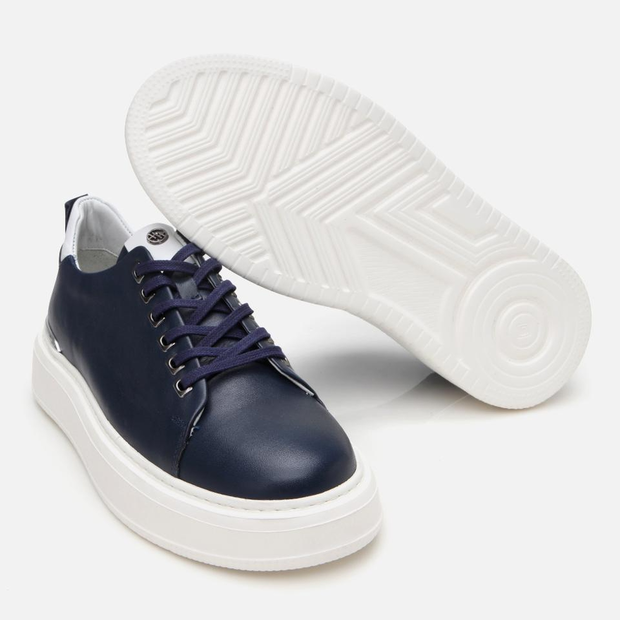 Erkek Deri Lacivert Hafif Tabanlı Spor Ayakkabı