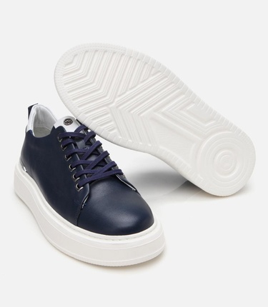  Erkek Deri Lacivert Hafif Tabanlı Spor Ayakkabı