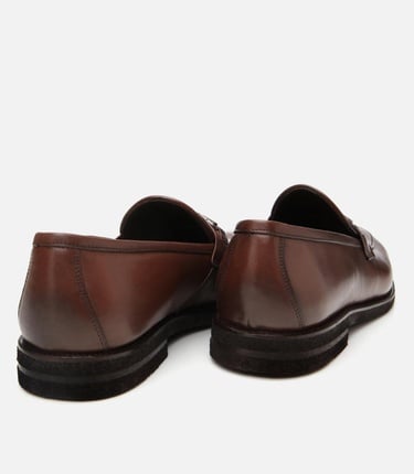  Erkek Deri Kahverengi Hafif Tabanlı Klasik Loafer