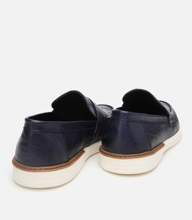  Erkek Deri Lacivert Ultra Hafif Tabanlı Klasik Loafer