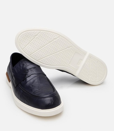  Erkek Deri Lacivert Ultra Hafif Tabanlı Klasik Loafer