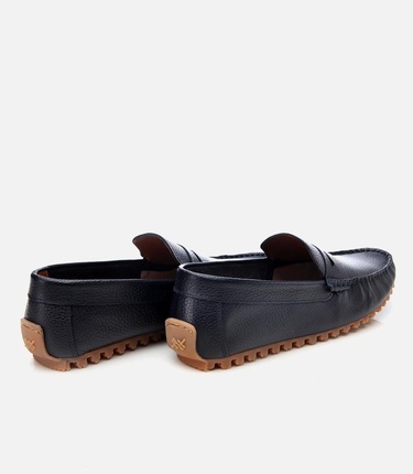  Erkek Deri Lacivert Esnek Tabanlı Günlük Loafer
