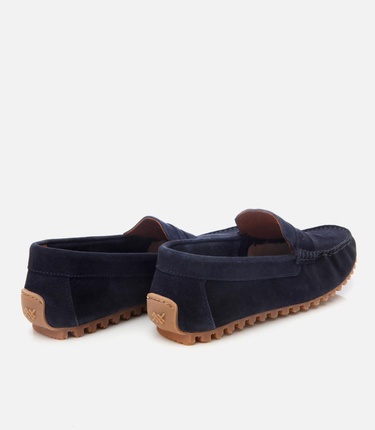  Erkek Süet Deri Lacivert Esnek Tabanlı Günlük Loafer
