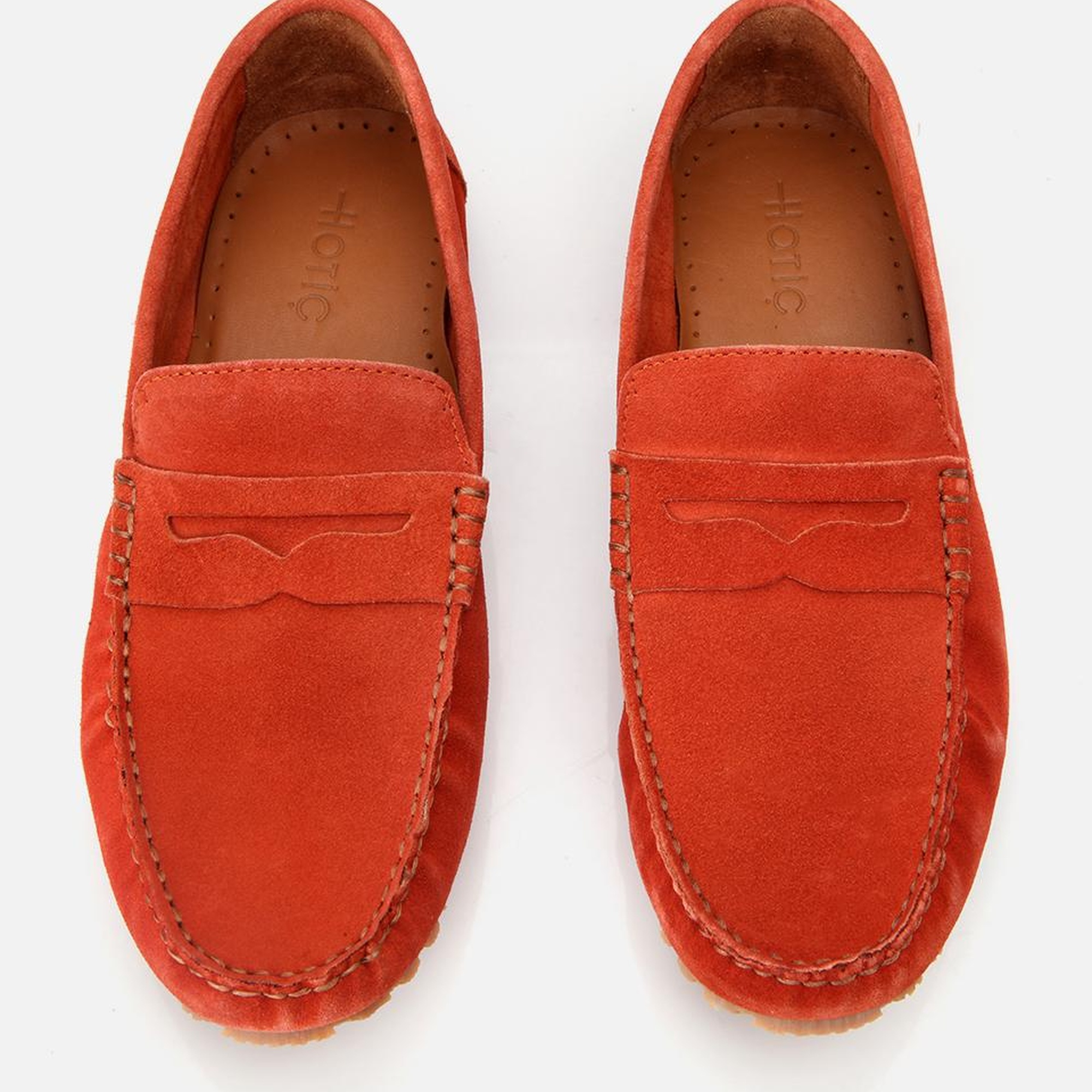 Erkek Süet Deri Turuncu Esnek Tabanlı Günlük Loafer