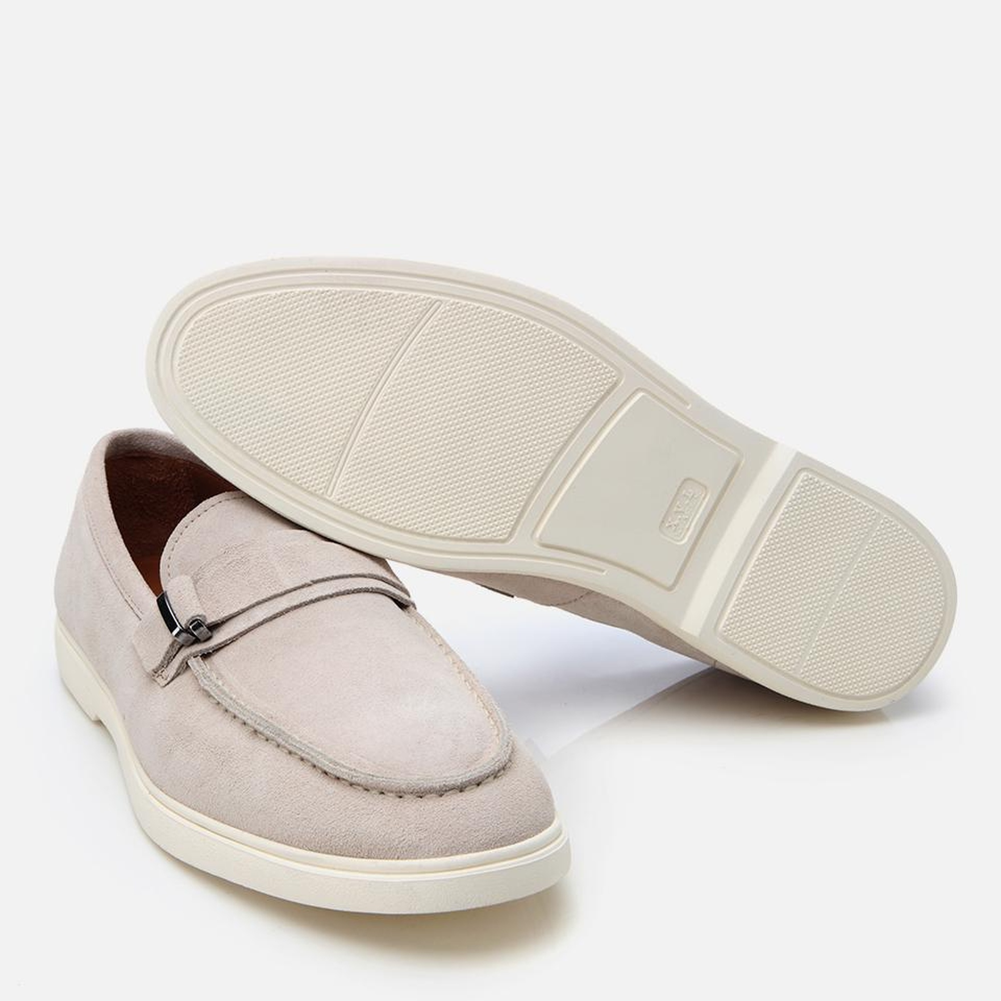 Erkek Süet Deri Bej Toka Detaylı Günlük Loafer