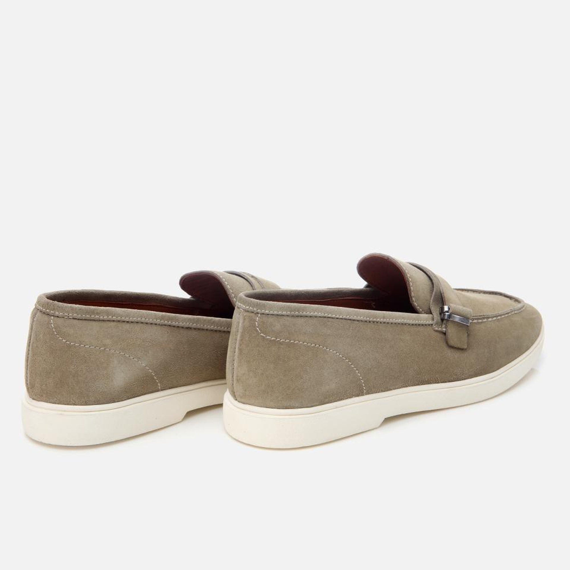 Erkek Süet Deri Yeşil Toka Detaylı Günlük Loafer