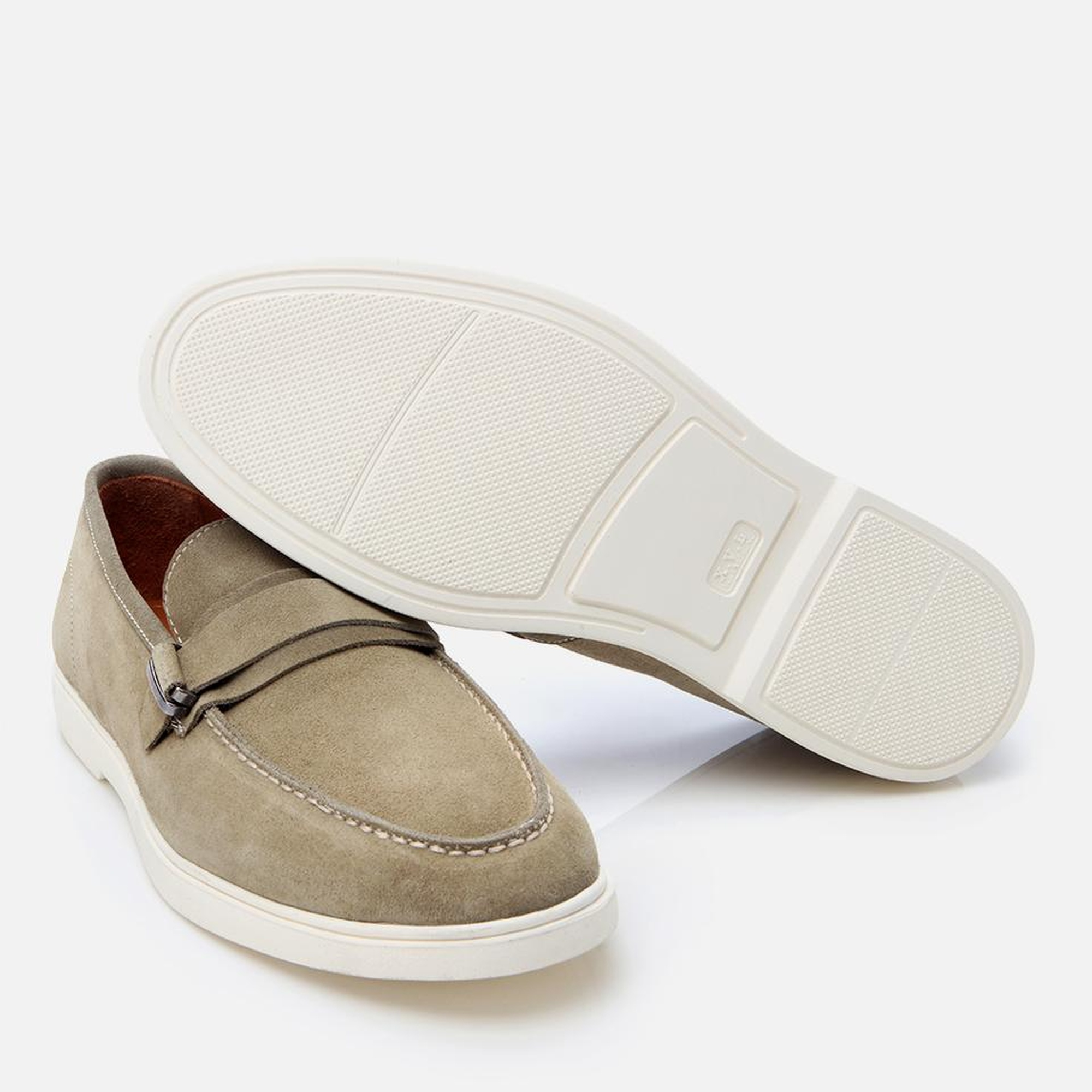 Erkek Süet Deri Yeşil Toka Detaylı Günlük Loafer