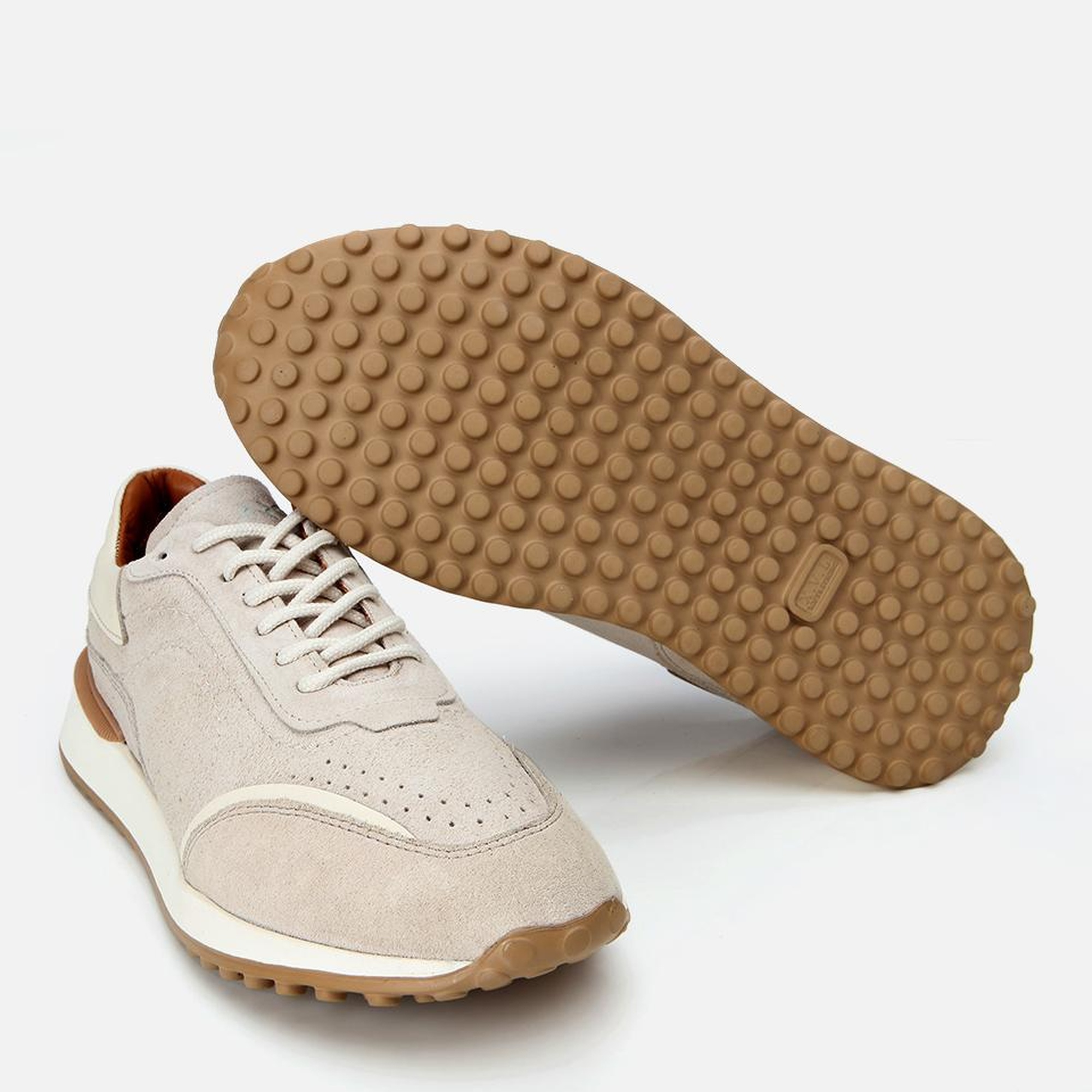 Erkek Süet Deri Bej Ultra Hafif Tabanlı Spor Ayakkabı