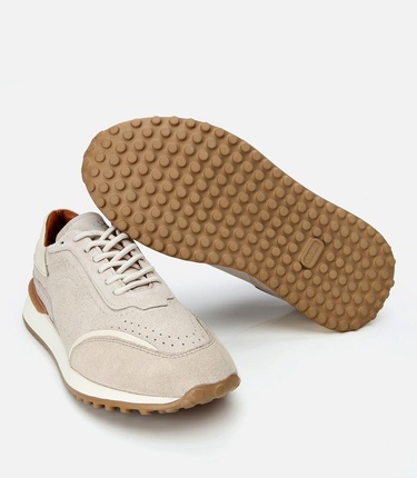 Erkek Süet Deri Bej Ultra Hafif Tabanlı Spor Ayakkabı