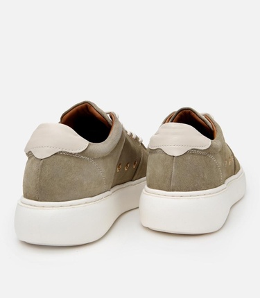  Erkek Süet Deri Yeşil Yüksek Tabanlı Spor Ayakkabı