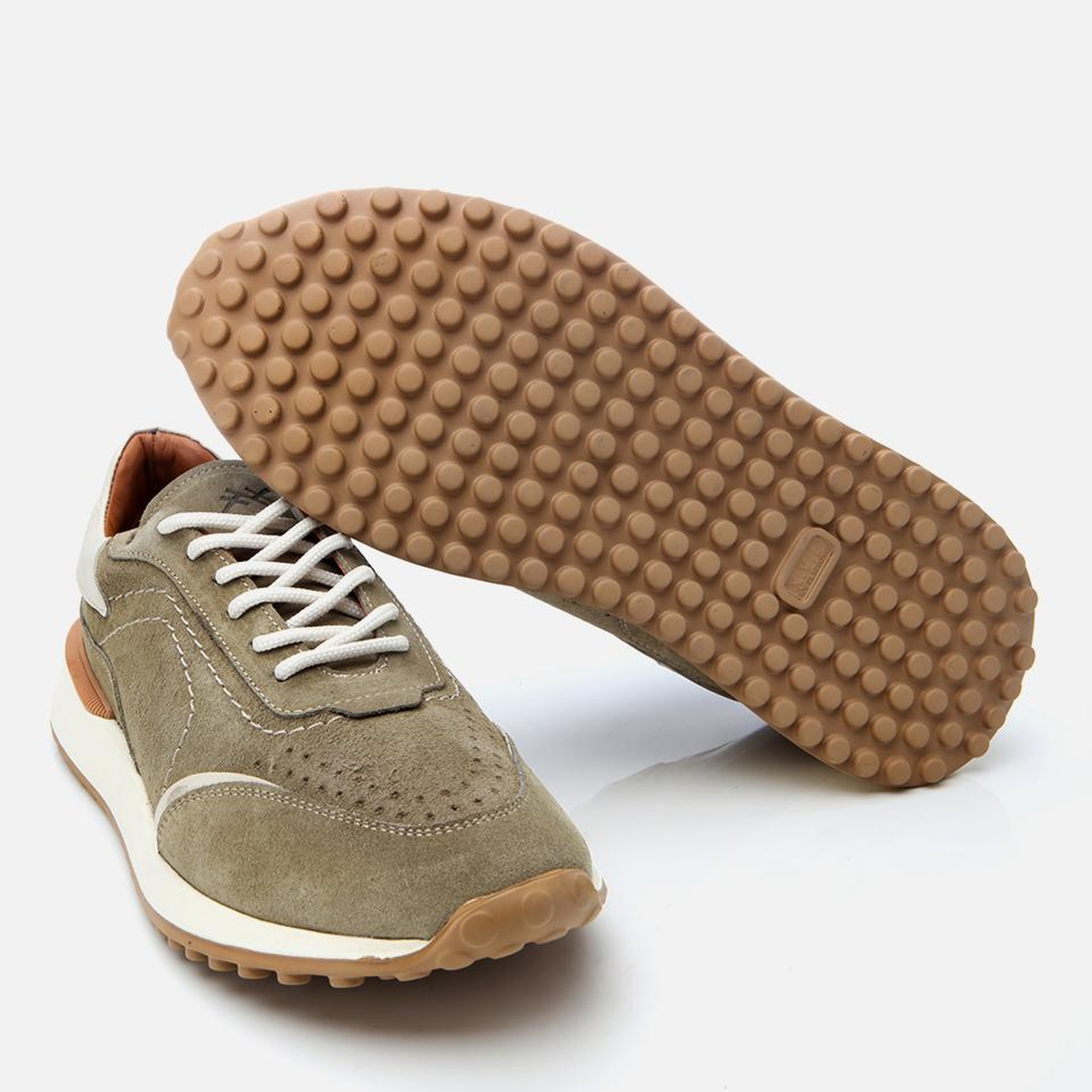 Erkek Süet Deri Yeşil Ultra Hafif Tabanlı Spor Ayakkabı