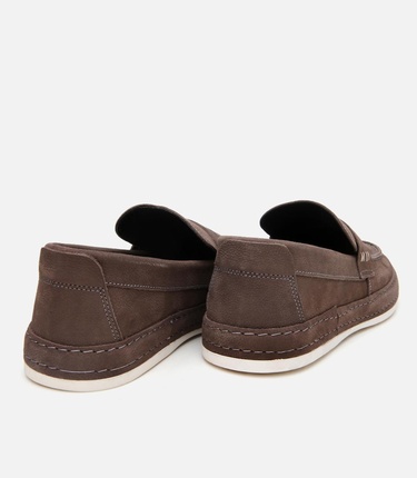  Erkek Nubuk Deri Kahverengi Rahat Loafer