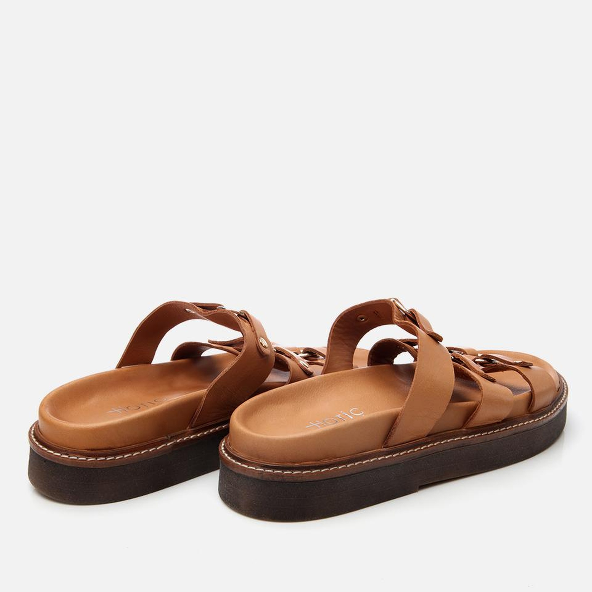 Kadın Deri Taba Tokalı Düz Terlik