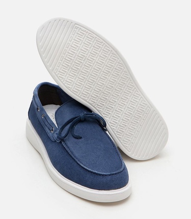  Erkek Deri Mavi Loafer