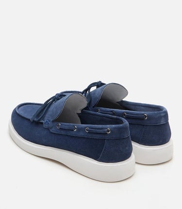  Erkek Deri Mavi Loafer