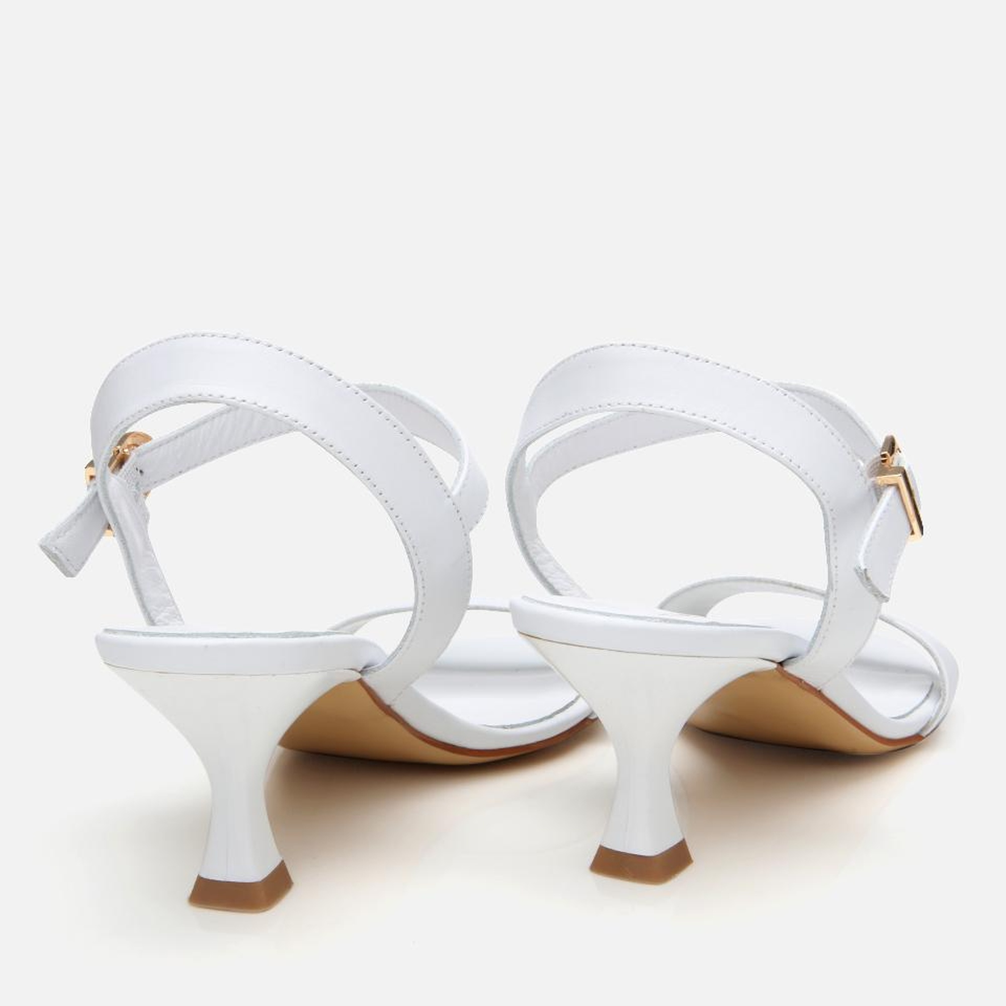 Kadın Deri Beyaz Kemerli Topuklu Sandalet