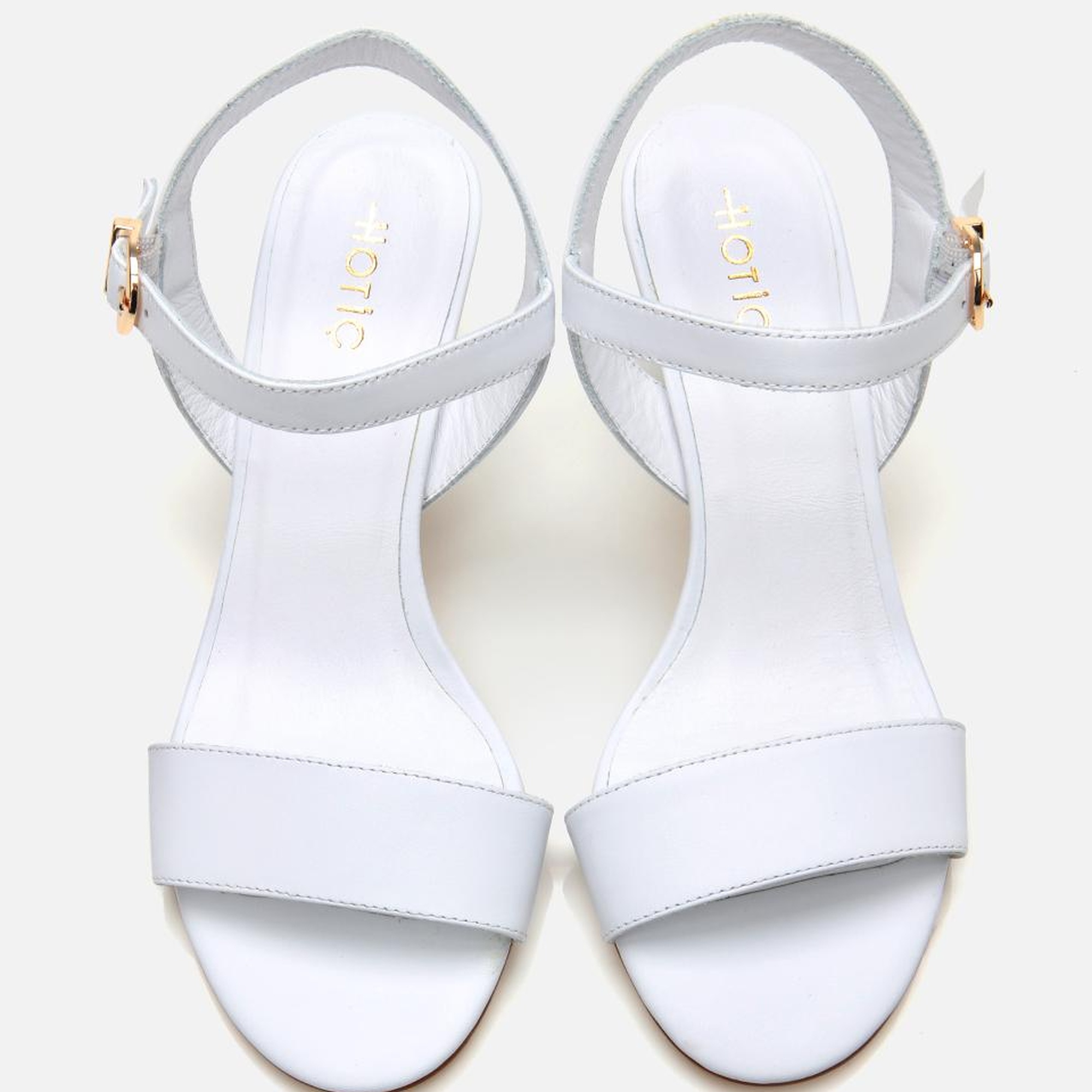 Kadın Deri Beyaz Kemerli Topuklu Sandalet