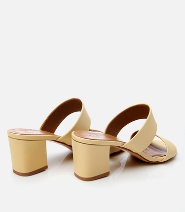  Kadın Deri Sarı Kalın Topuklu Terlik