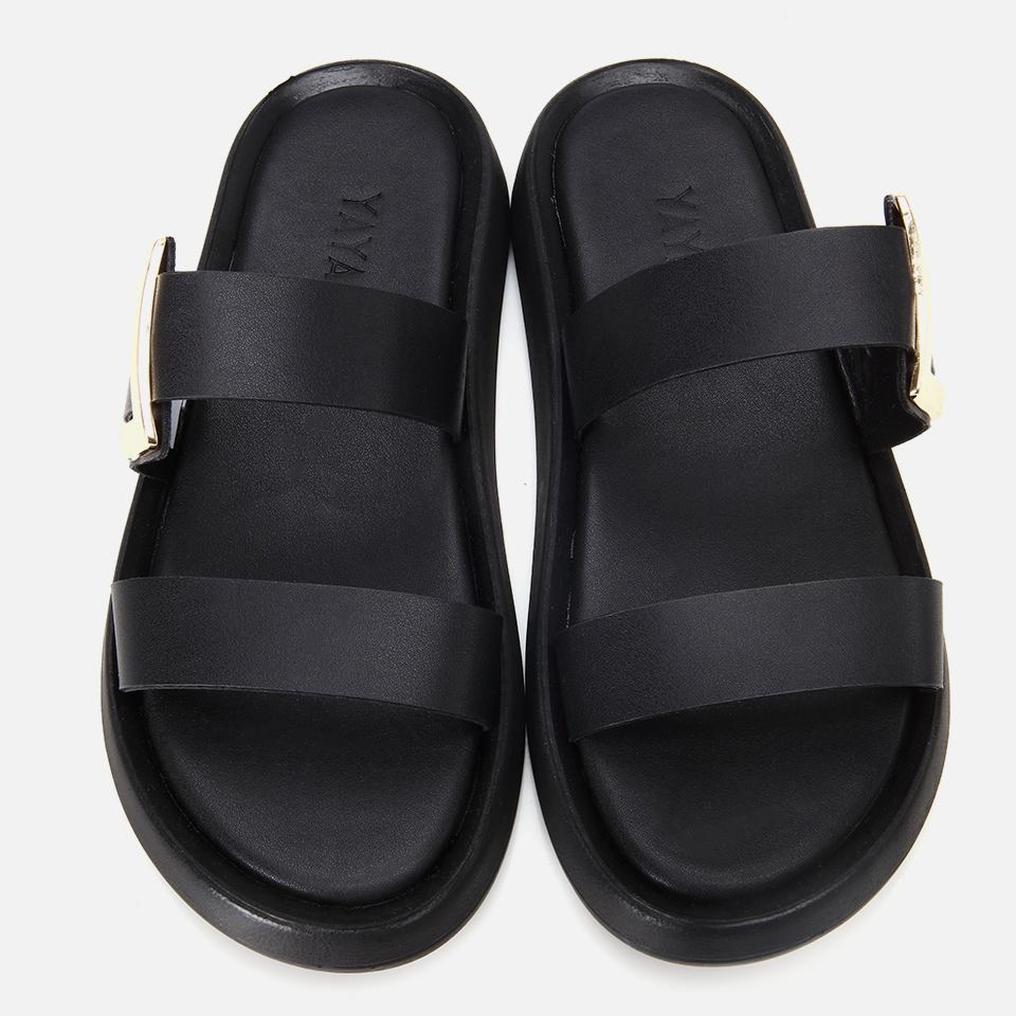 Kadın Siyah Yaya Tokalı Düz Terlik