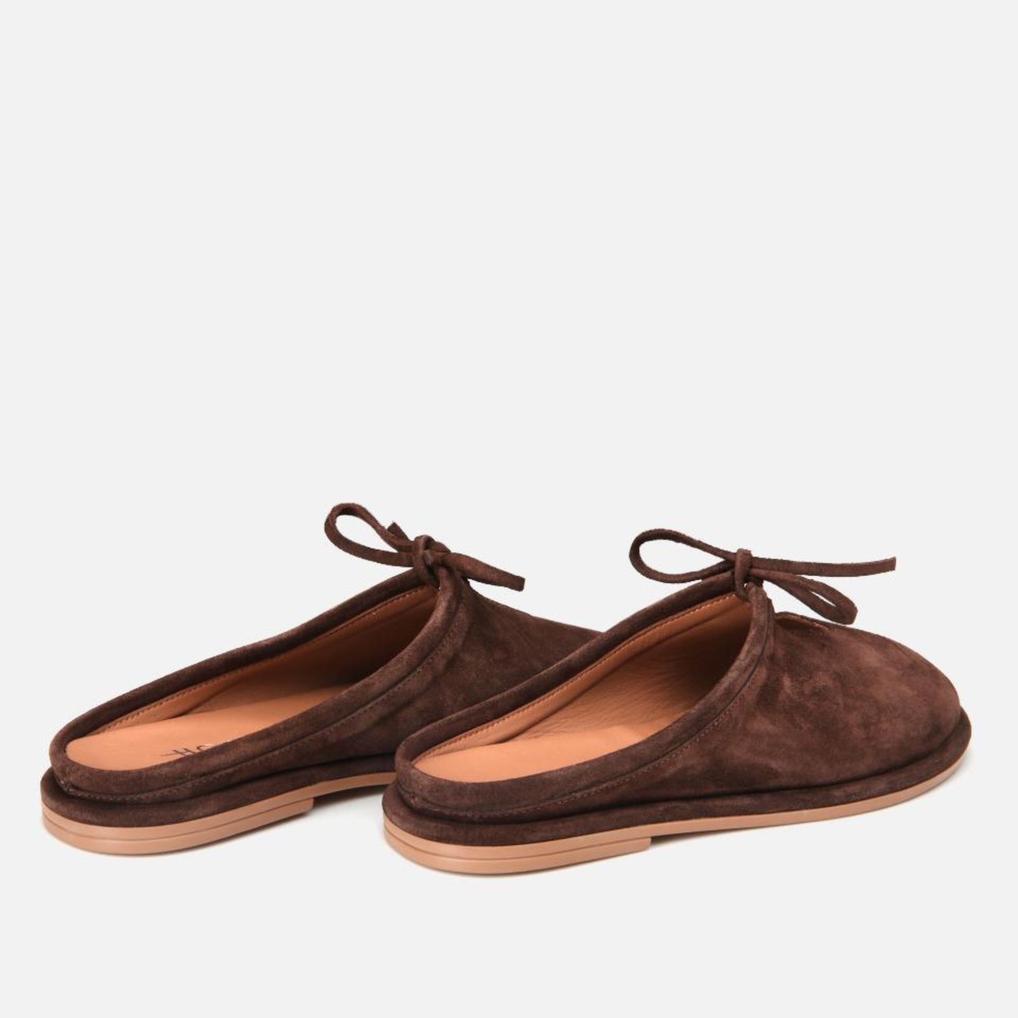 Kadın Süet Deri Kahverengi Düz Terlik