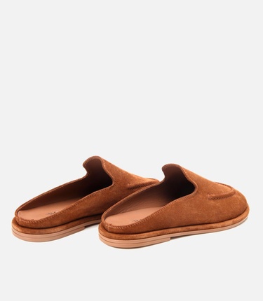  Kadın Süet Deri Taba Düz Terlik