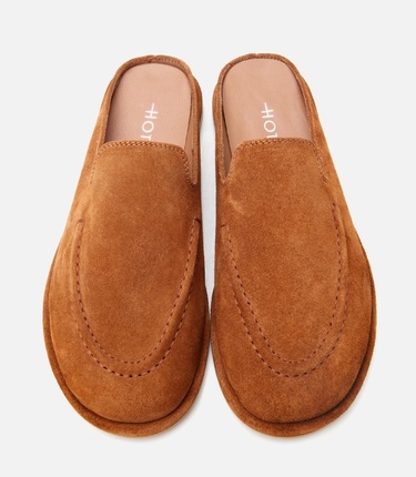  Kadın Süet Deri Taba Düz Terlik