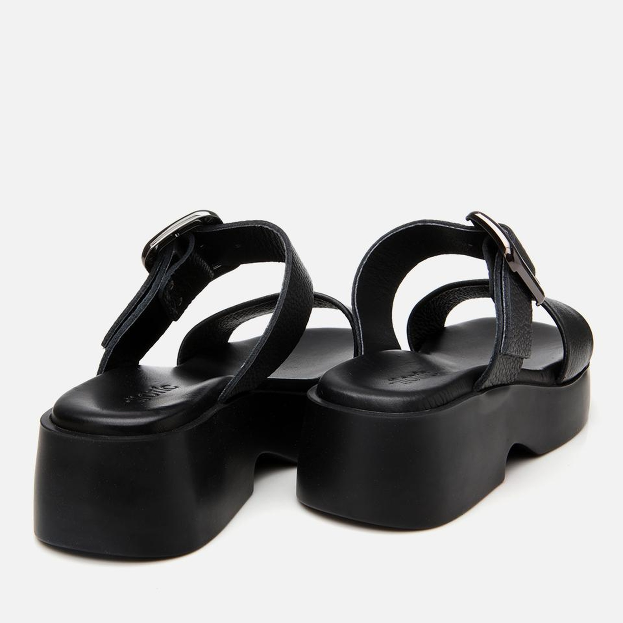 Kadın Deri Siyah Kemerli Topuklu Terlik