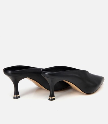  Kadın Deri Siyah Topuklu Terlik