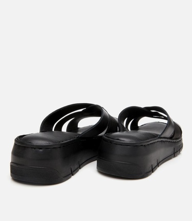  Kadın Deri Siyah Comfort Terlik