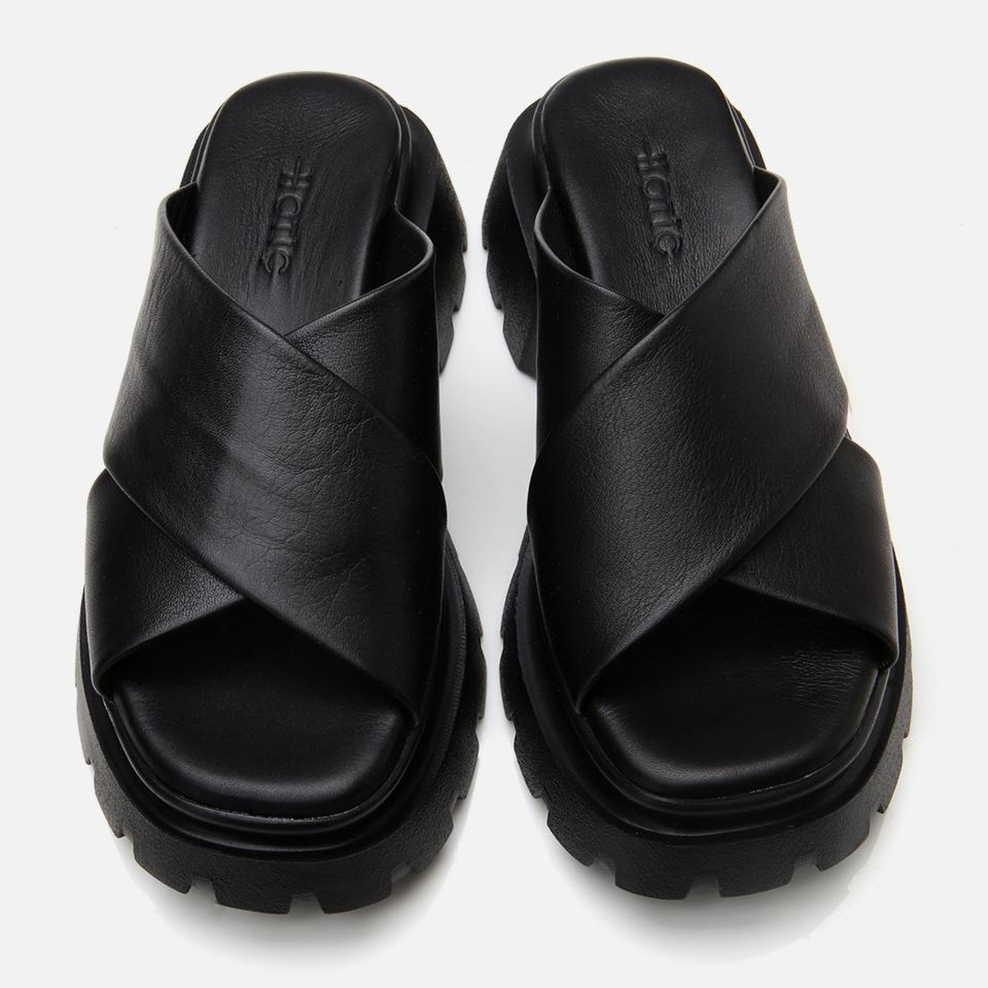 Kadın Deri Siyah Topuklu Terlik