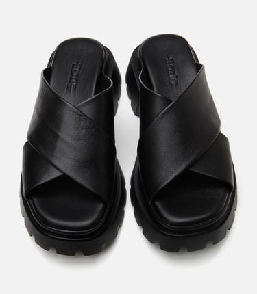  Kadın Deri Siyah Topuklu Terlik