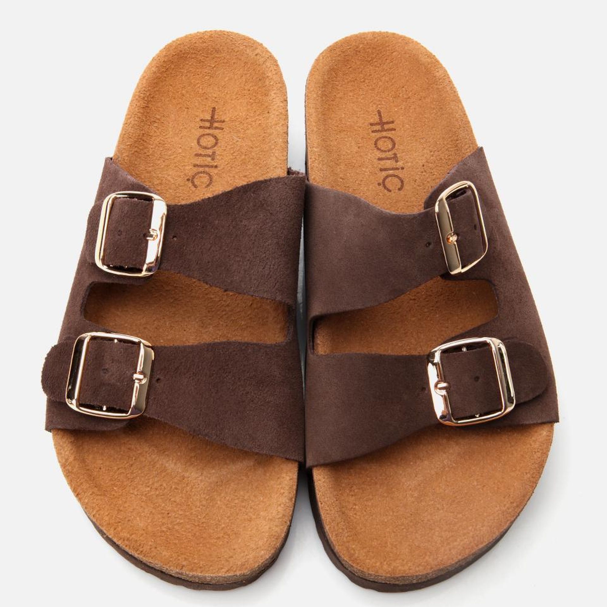 Kadın Süet Deri Kahverengi Ayarlanabilir Düz Terlik