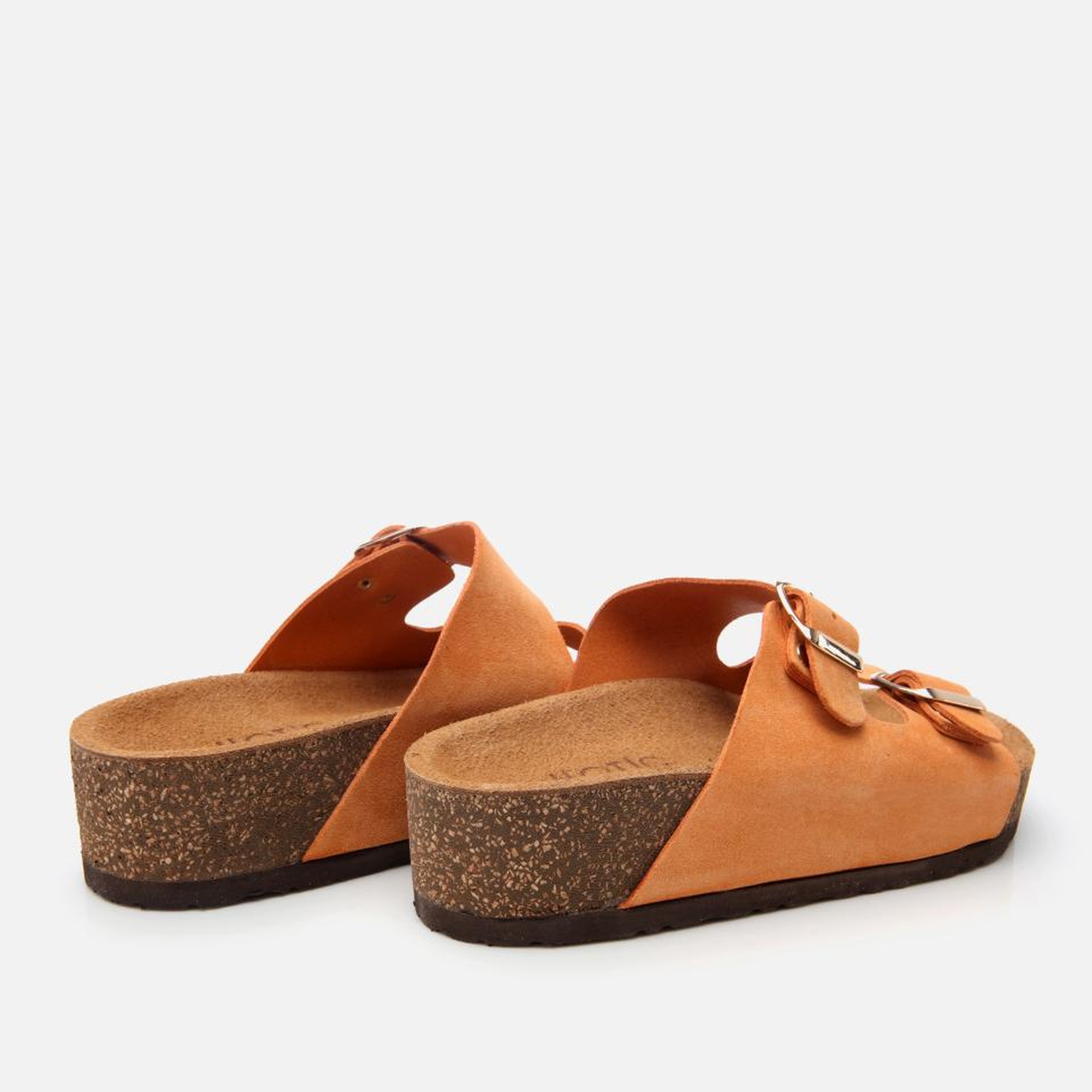 Kadın Süet Deri Turuncu Ayarlanabilir Düz Terlik