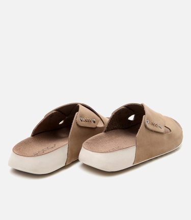  Kadın Nubuk Deri Bej Düz Terlik