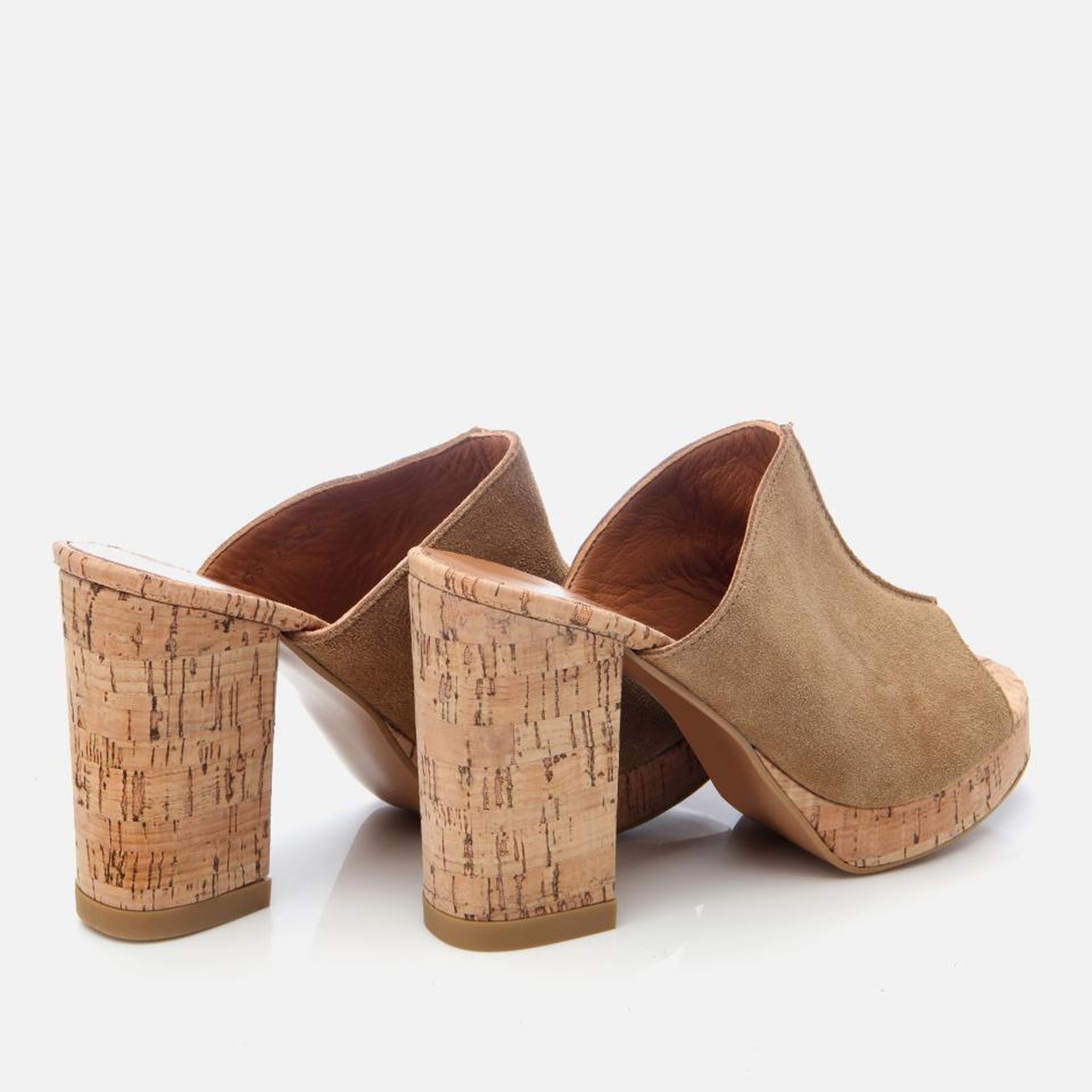 Kadın Deri Taba Kalın Topuklu Terlik