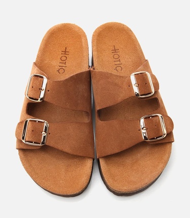  Kadın Süet Deri Taba Ayarlanabilir Düz Terlik