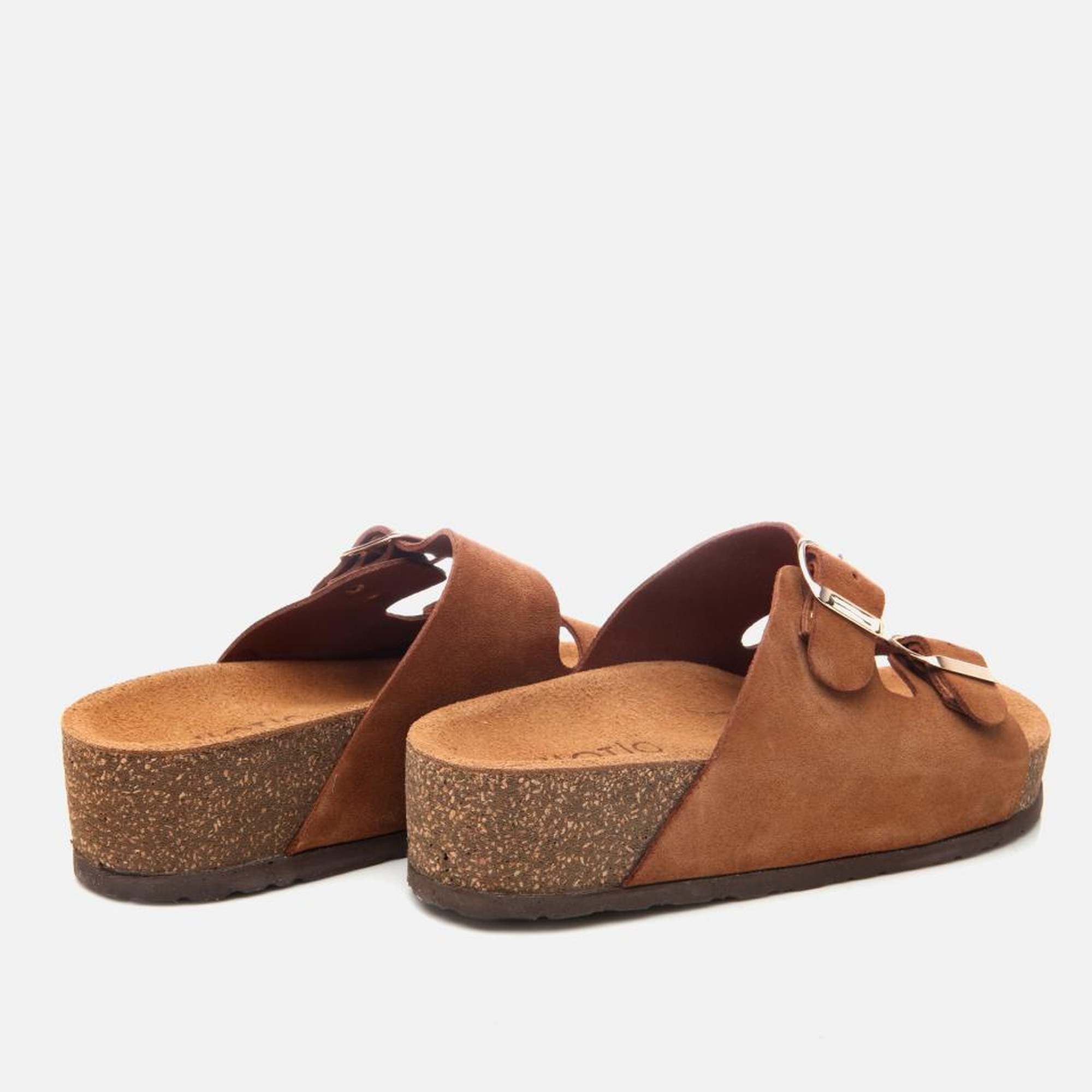 Kadın Süet Deri Taba Ayarlanabilir Düz Terlik