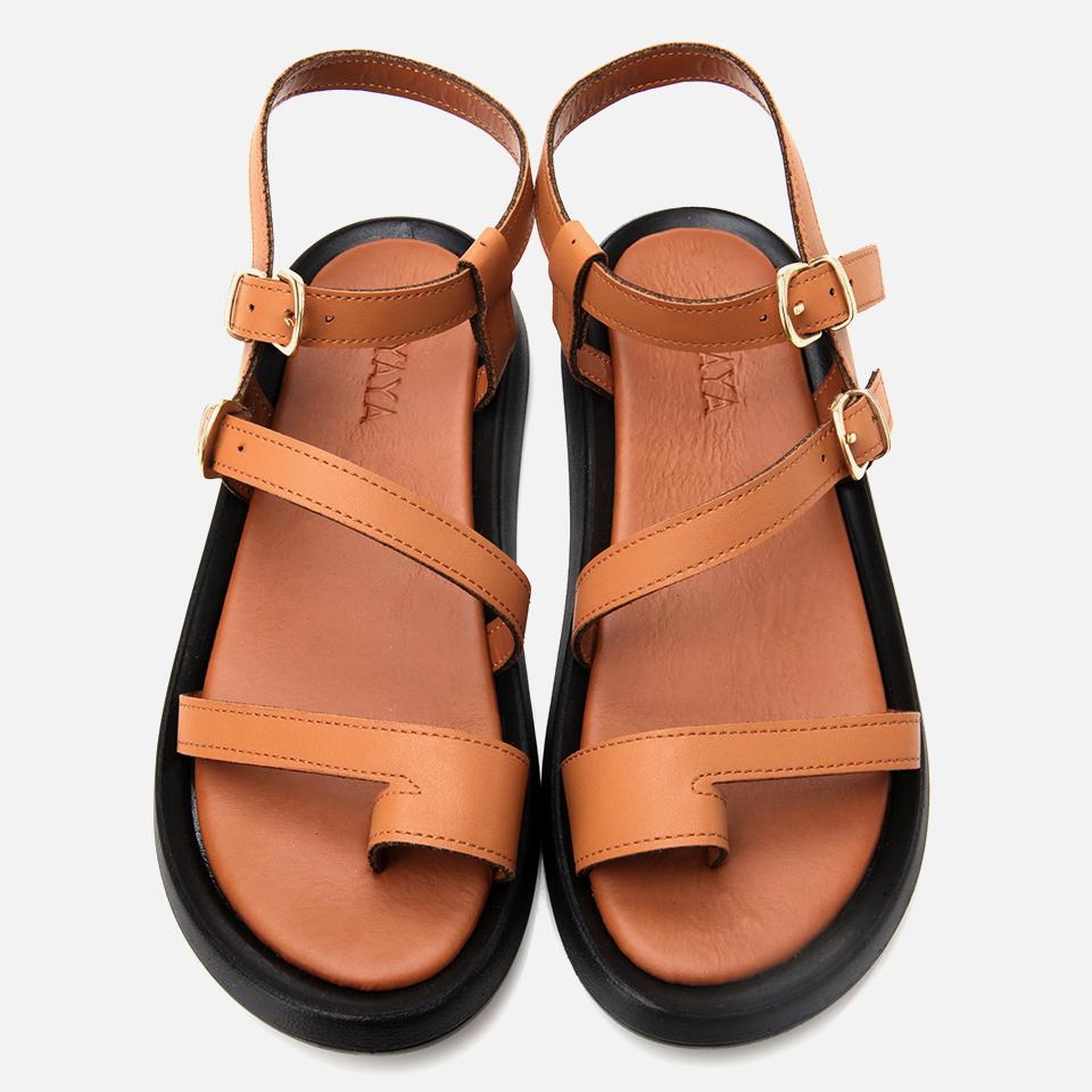 Kadın Taba Yaya Ayarlanabilir Kemerli Düz Sandalet