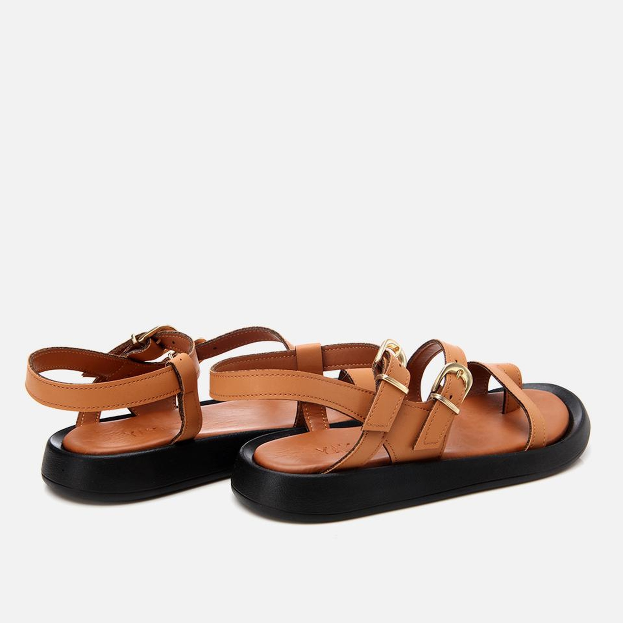 Kadın Taba Yaya Ayarlanabilir Kemerli Düz Sandalet