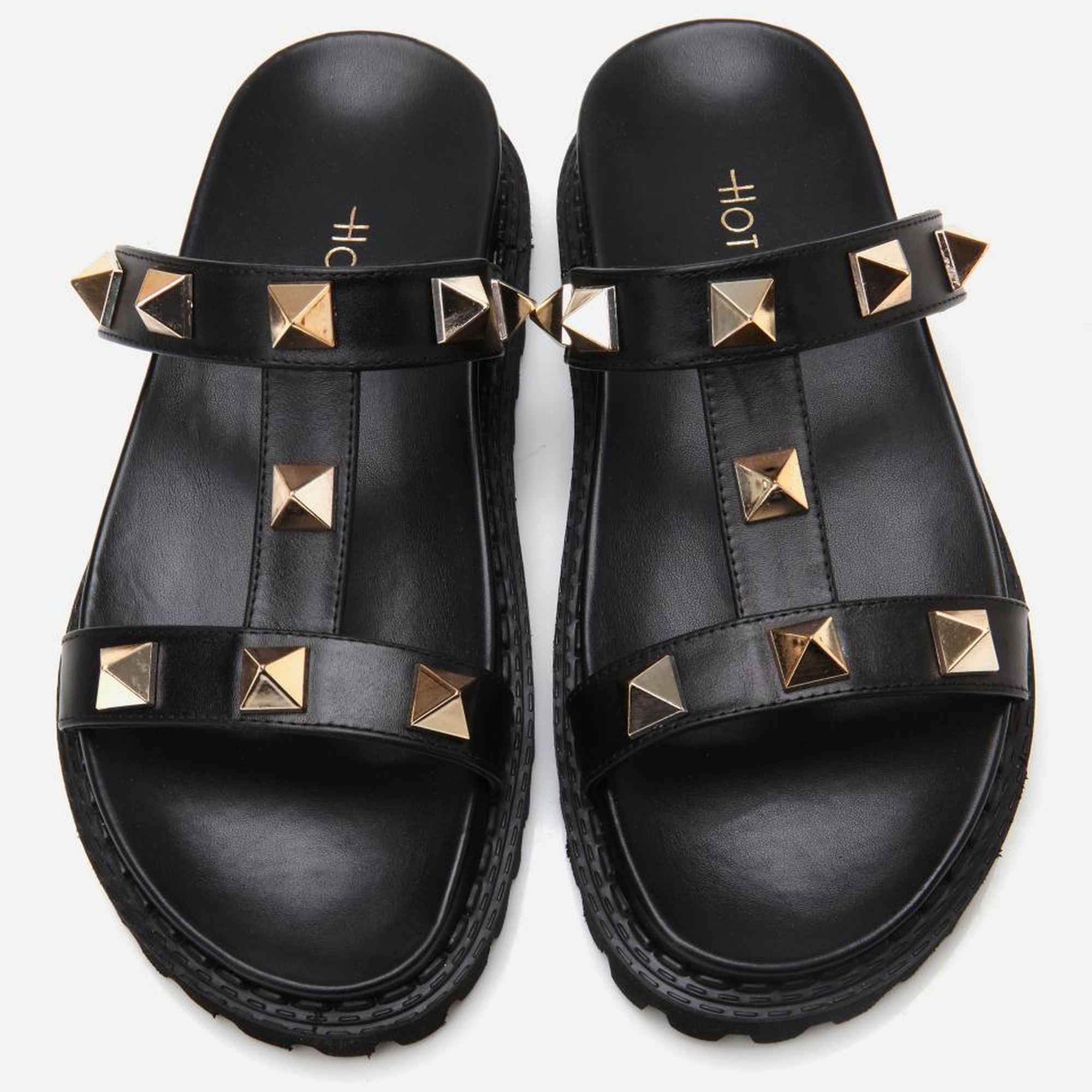 Kadın Deri Siyah Taşlı Terlik