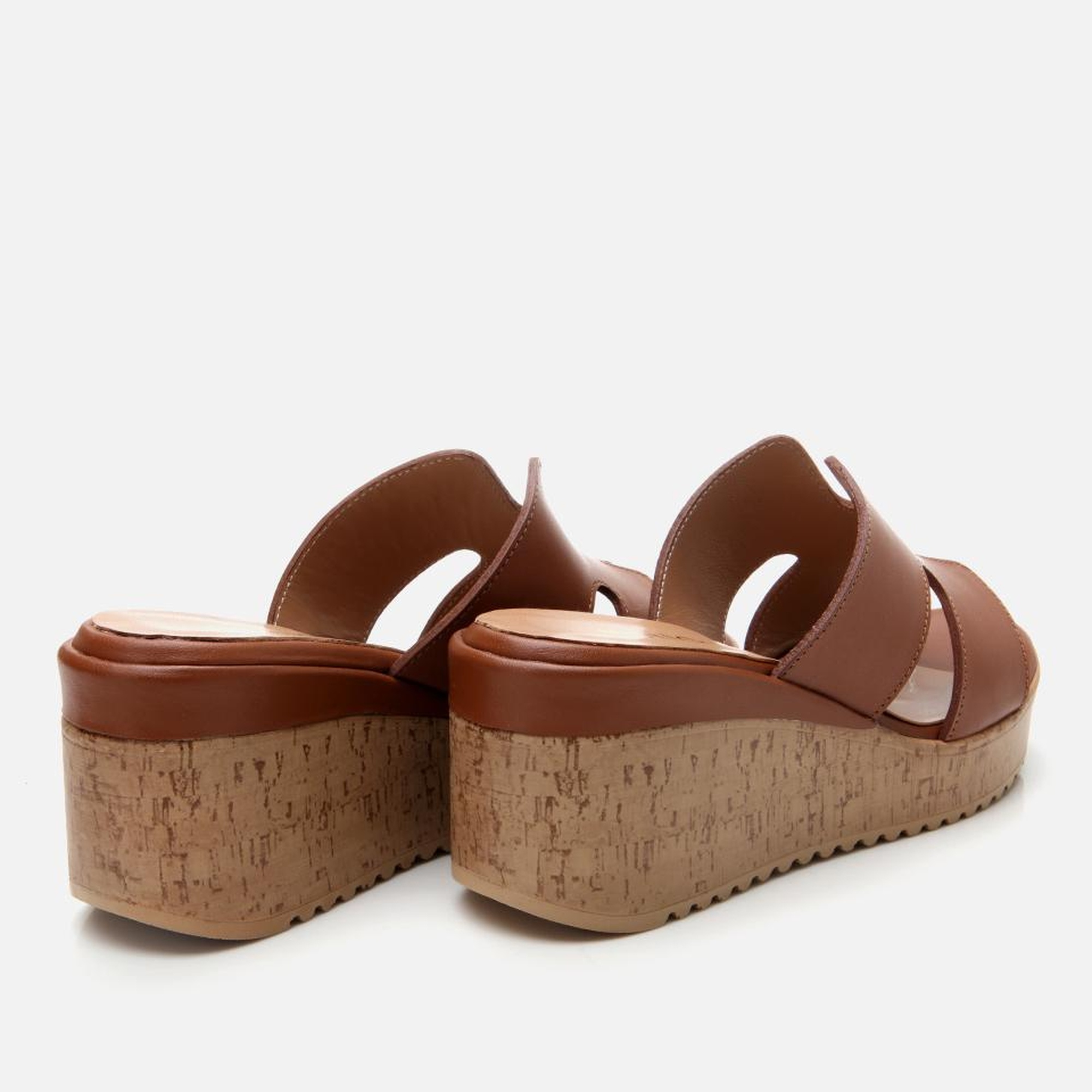 Kadın Deri Taba Dolgu Topuklu Terlik