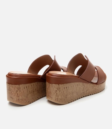  Kadın Deri Taba Dolgu Topuklu Terlik