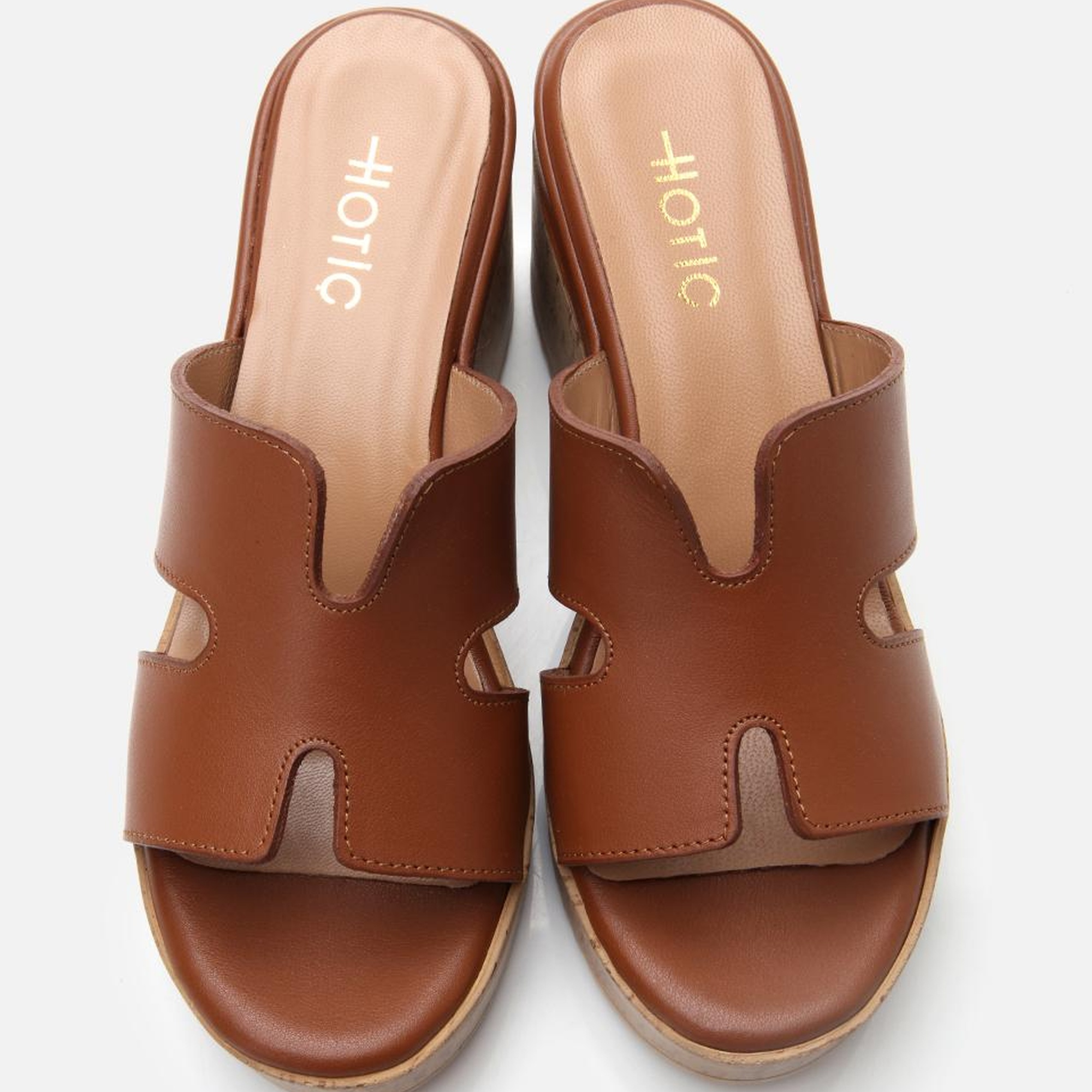 Kadın Deri Taba Dolgu Topuklu Terlik